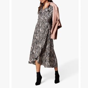 Snake print wrap dress